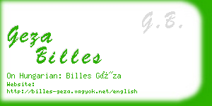 geza billes business card